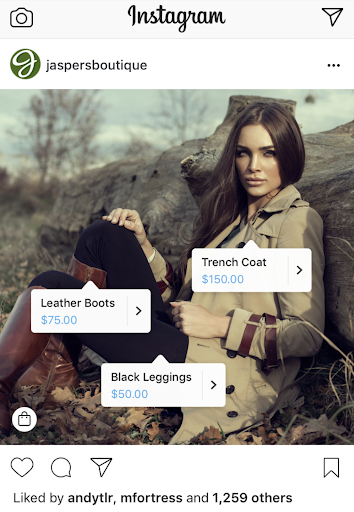 Instagram shopping tags for jaspersboutique
