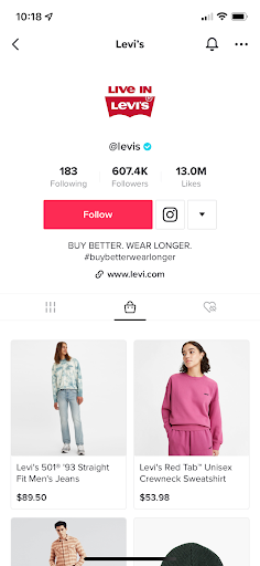 Levi's tiktok shop