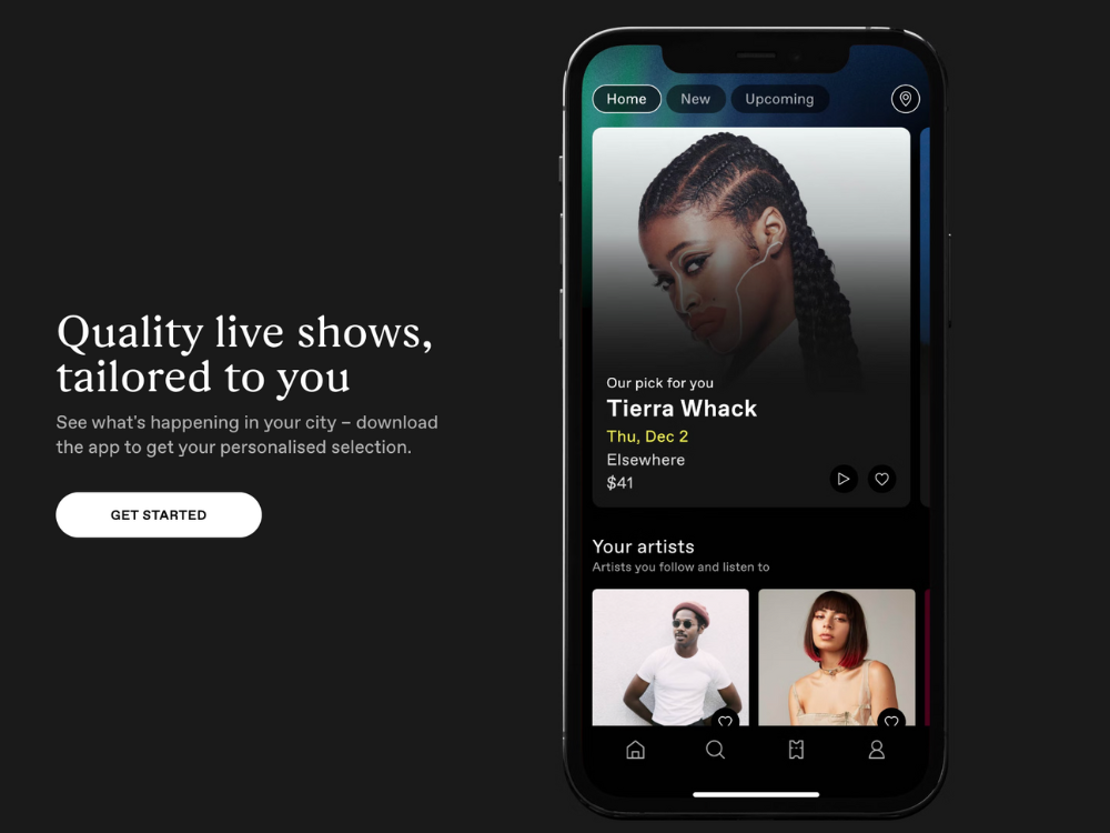 Dice concert homepage