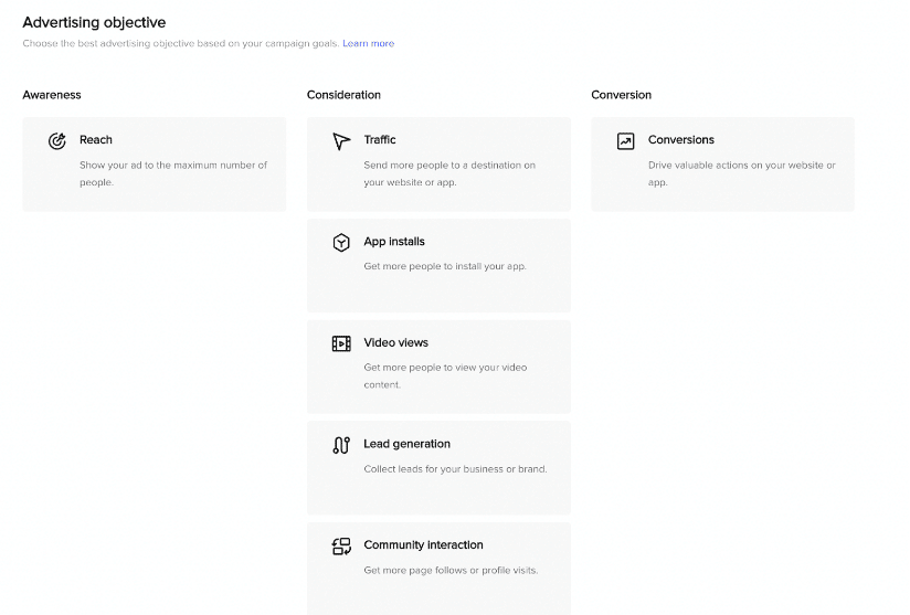 TIktok ads objective