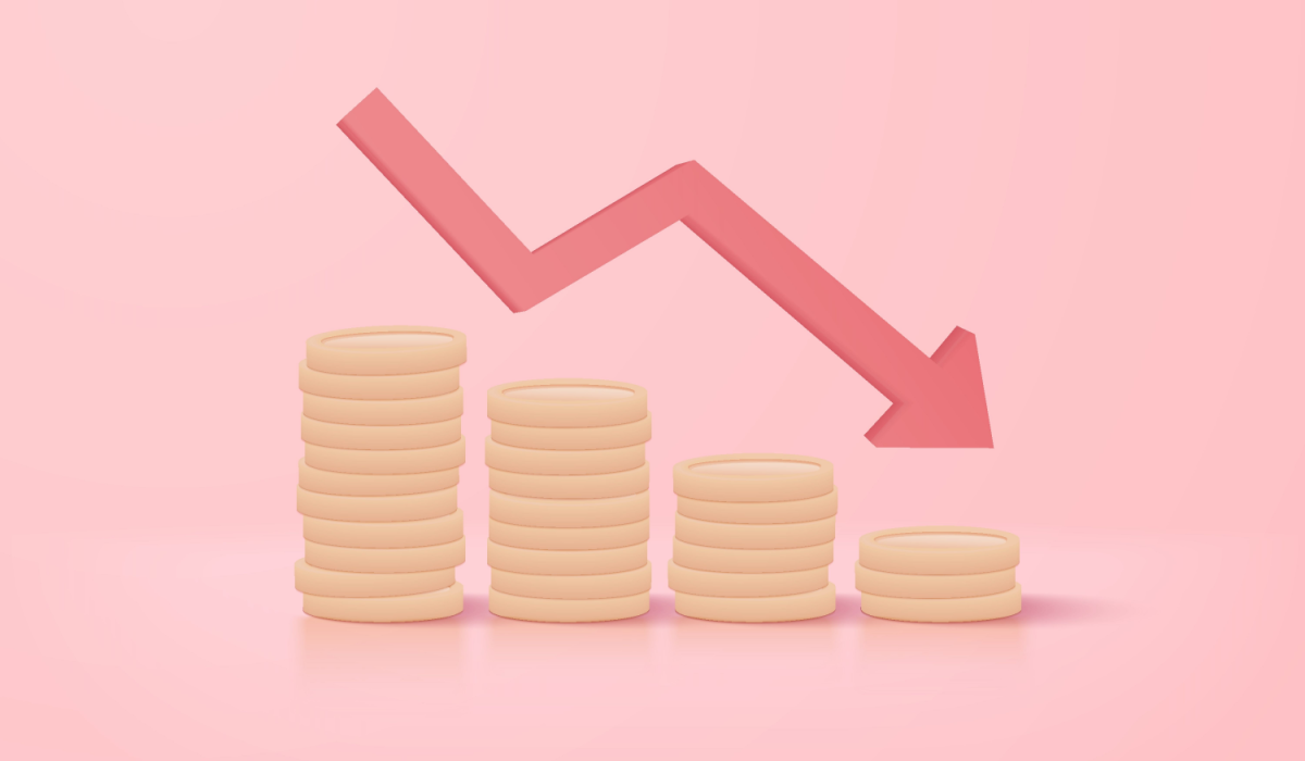 Arrow chart downward business not making enough money