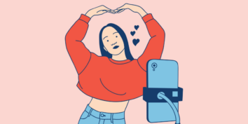 Illustration of woman making an instagram reel