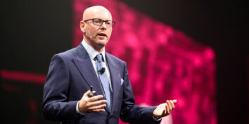 Evan goldberg speaking at an event.