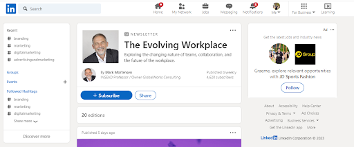 Mark Mortensen linkedin newsletter