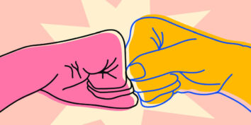 Fist bumping illustration