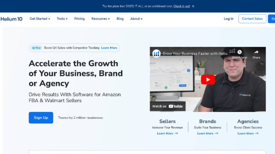 Helium10 homepage