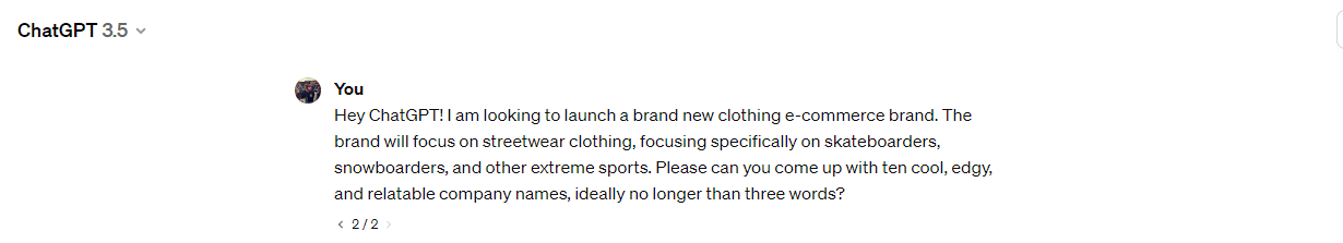 ChatGPT prompt ecommerce