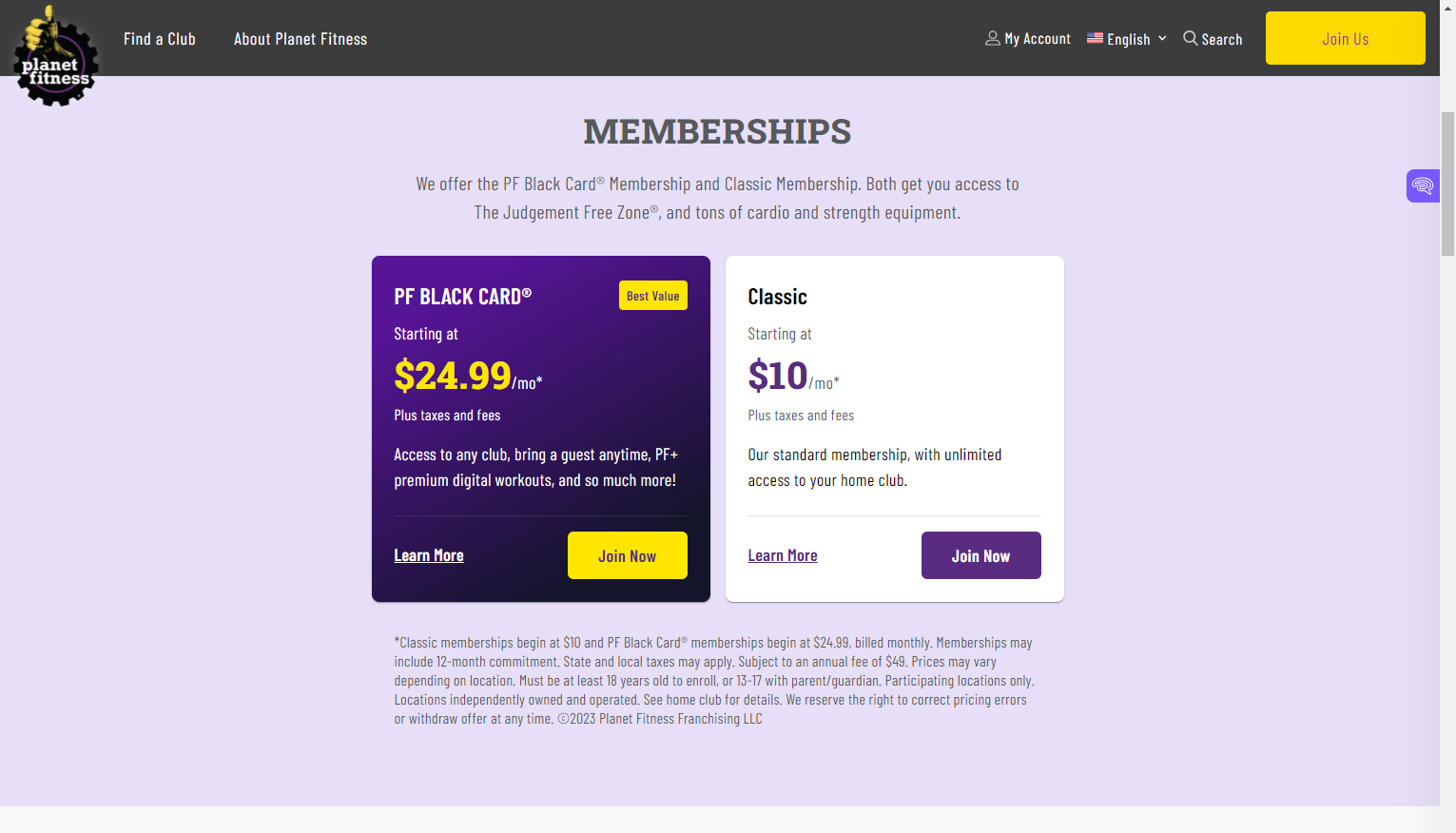 planet fitness memberships