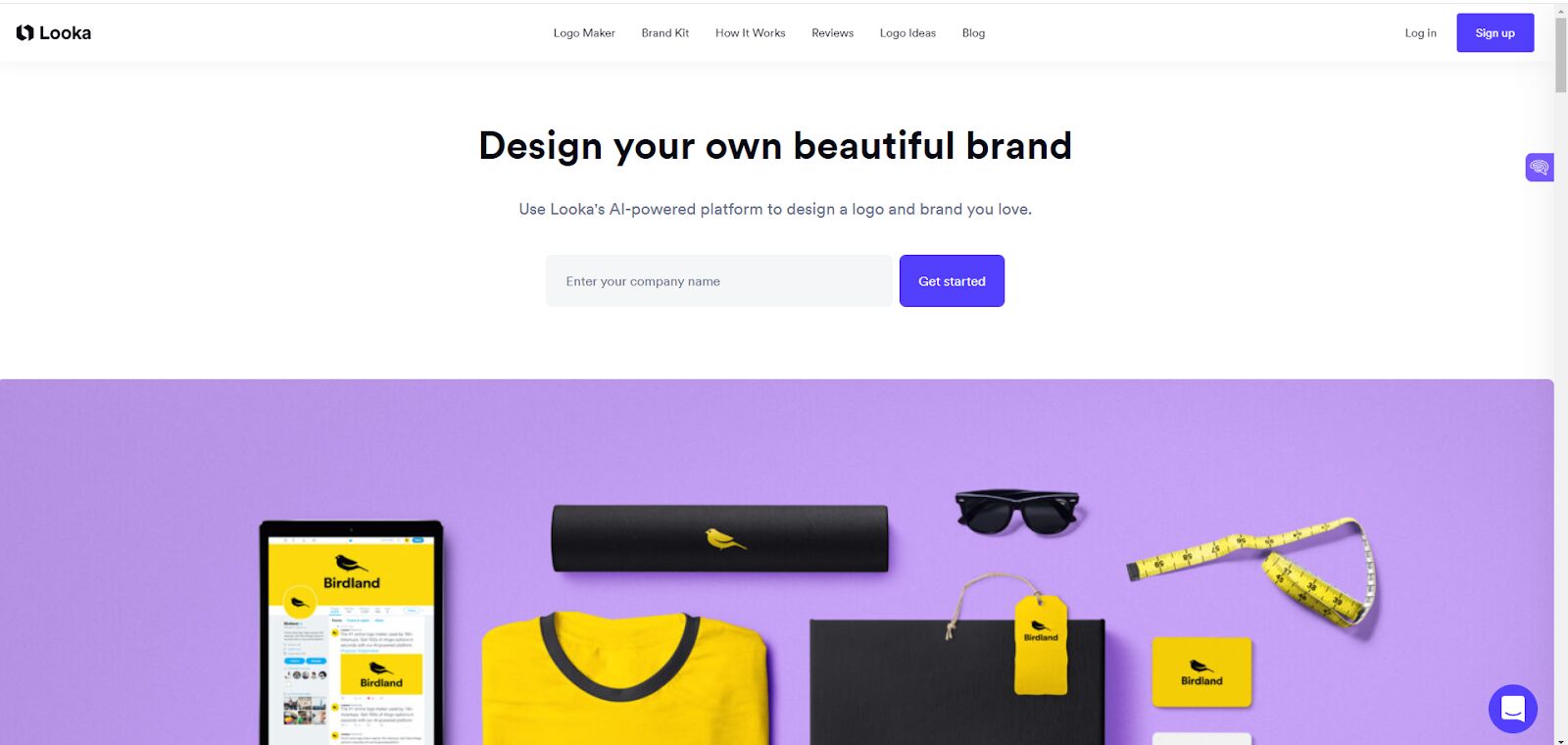 Looka homepage