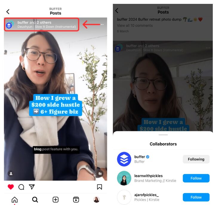 Buffer instagram collab